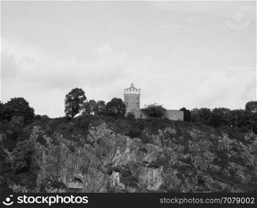 Clifton Observatory in Bristol in black and white. Clifton Observatory on Clifton Down hill in Bristol, UK in black and white