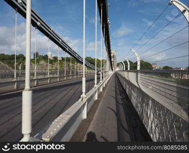 Clifton Suspension Bridge in Bristol. Clifton Suspension Bridge spanning the Avon Gorge and River Avon designed by Brunel and completed in 1864 in Bristol, UK