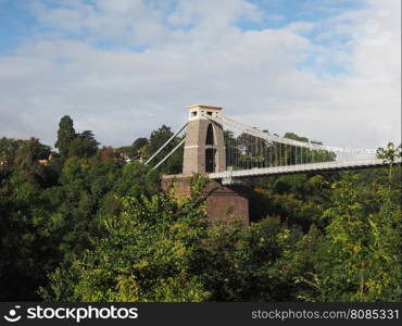 Clifton Suspension Bridge in Bristol. Clifton Suspension Bridge spanning the Avon Gorge and River Avon designed by Brunel and completed in 1864 in Bristol, UK