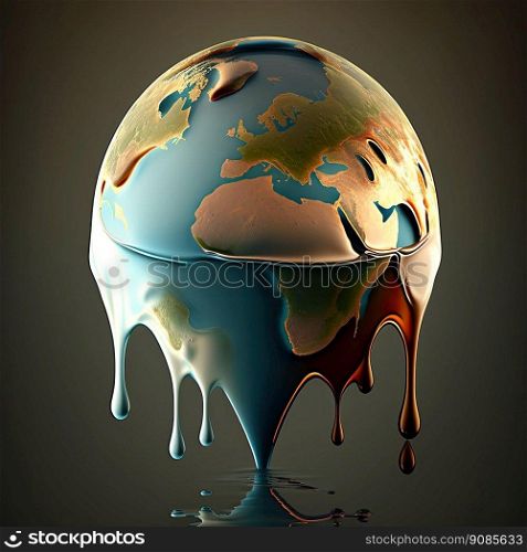 Climate change global warming concept. Planet Earth has warmed up and is melting. Generative AI 
