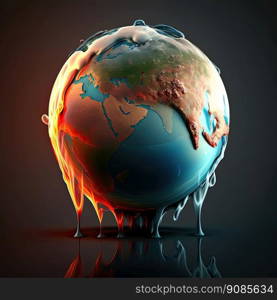 Climate change global warming concept. Planet Earth has warmed up and is melting. Generative AI 