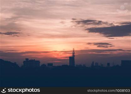 climate sunset sky with fluffy clouds and beautiful heavy weather landscape for use as background images and illustrations.