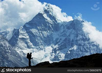 Climber in Himalayan mountain