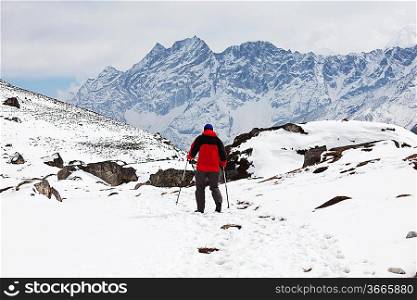 Climber in Himalayan mountain