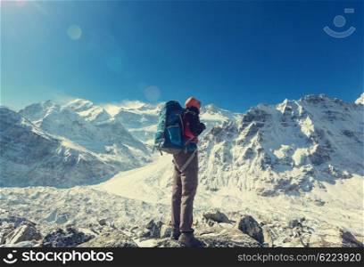 Climber in the Himalayan mountains