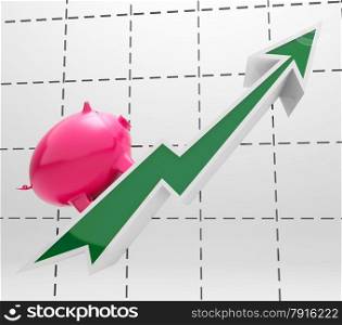 Climbing Piggy Showing Savings And Business Growth