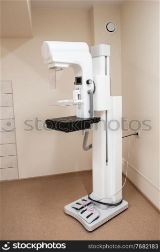 Clinic room with equipment for breast x-ray. Breast x-ray concept
