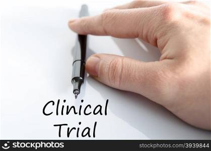 Clinical trial text concept isolated over white background