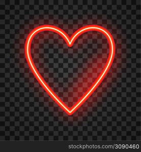 Clip-art realistic isolated neon sign of heart for decoration and covering on the transparent background.. Clip-art realistic isolated neon sign of heart for decoration and covering on the transparent