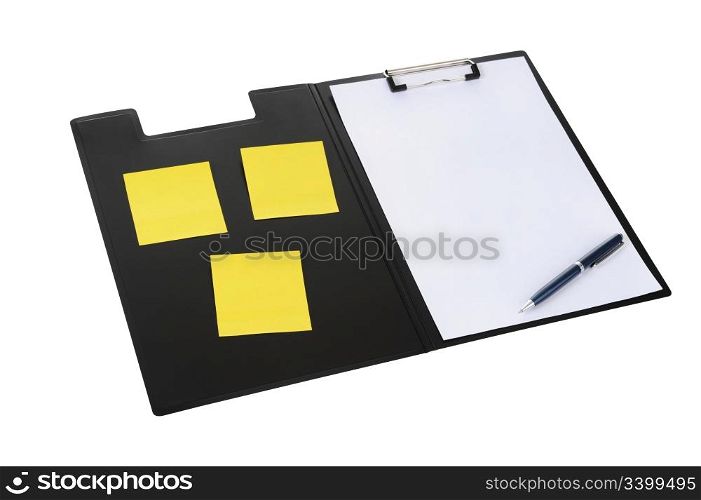 Clipboard and paper isolated on white background