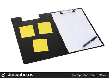 Clipboard and paper isolated on white background