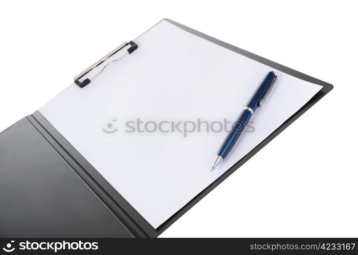 Clipboard and paper isolated on white background