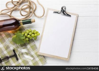 clipboard mock up with white wine