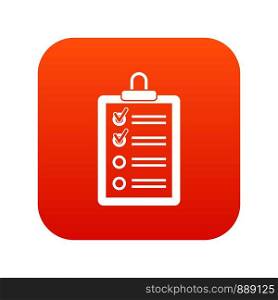 Clipboard with to do list icon digital red for any design isolated on white vector illustration. Clipboard with to do list icon digital red