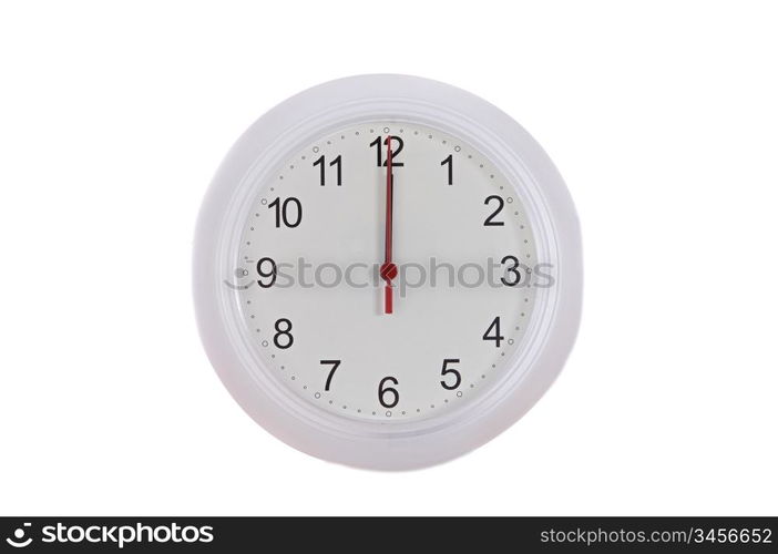 Clock a over white background