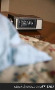 Clock on a bedside table