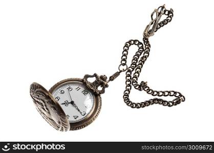 clock on a chain isolated on white