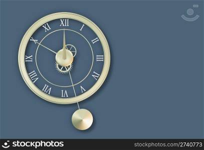 Clock on greish-blue background