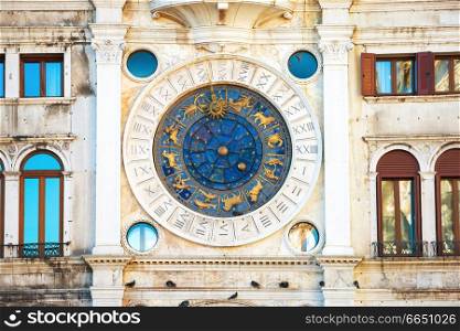 Clock on St Mark’s Clocktower in Venice