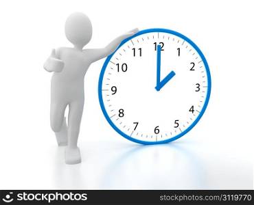 Clock over white. 3d rendered image