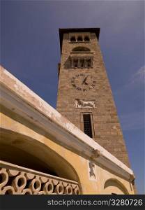 Clock tower at Mandraki Harbour in Rhodes Greece