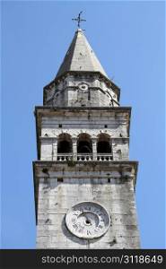 Clock tower of church in Pazin, Istria, Croatia