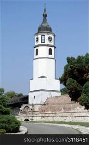Clock tower of fortress in Belgrade, Serbia