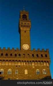 Clock Tower of Old Palace, Palazzo Vecchio, Florence, Italy