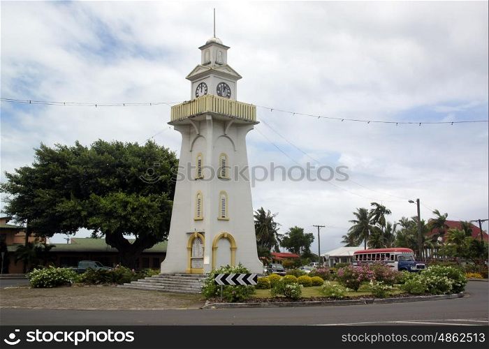 Clock tower on the square in Apia, Samoa