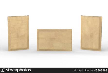 Close brown bubble padded envelope with clipping path&#xA;