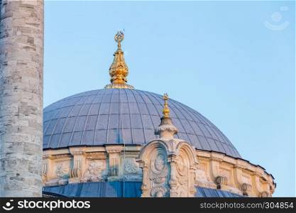 Close detailed view of Ortakoy Mosque near bosphorus in Istanbul,Turkey.. Exterior view of Ortakoy Mosque near bosphorus