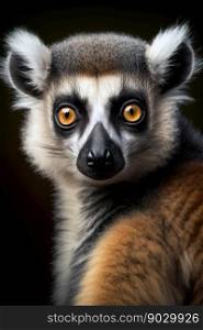 Close lumur portrait on dark background, digital illustration painting, Generative AI