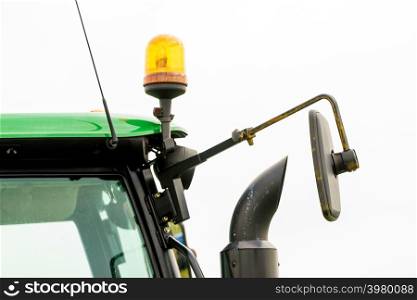 Close of detailed tractor round lights with bulbs. Headlight lamp on truck.. Detailed tractor round lights