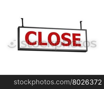 Close signboard on white background, stock photo