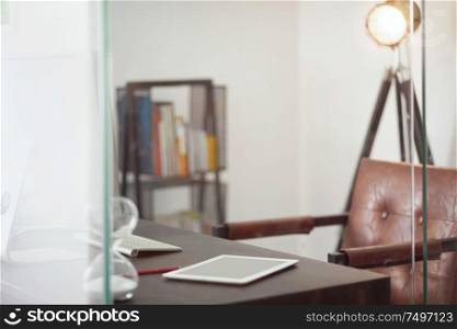 Close up and selected focusing Loft style design office interior