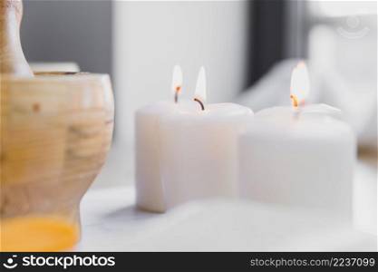 close up aromatic candles