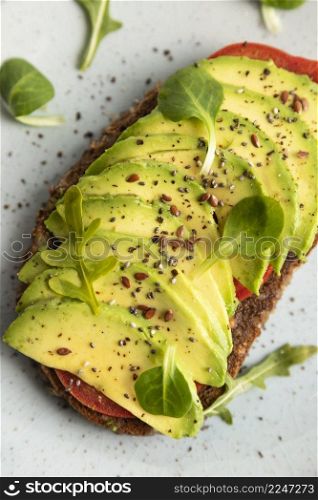close up avocado toast plate