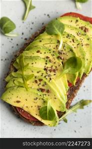 close up avocado toast plate