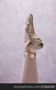 close up ballerina pointe shoe