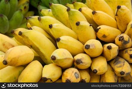 Close up banana fruit / Bunch of ripe bananas background