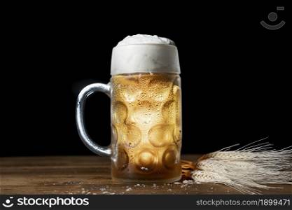close up bavarian beer with foam table. Resolution and high quality beautiful photo. close up bavarian beer with foam table. High quality beautiful photo concept