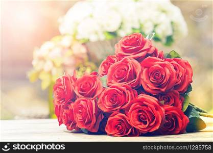 close up beautiful red roses bouquet cinema color process style