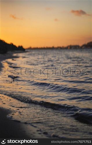 Close up beautiful view of sea and beach in sunset of lakes entrance in Victoria, Australia