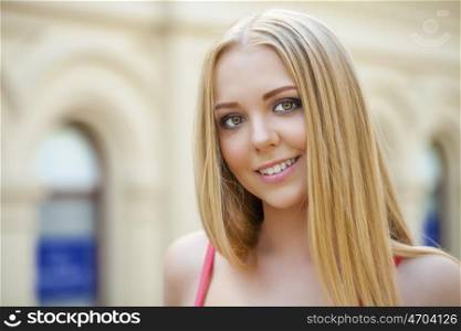 Close up, Beautiful young blonde woman