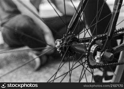 close up bicycle wheel
