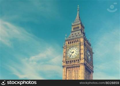 close up Big Ben Clock Tower, London, England, UK, vintage effect style