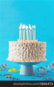 close up birthday cake with decorative blue background 2. Resolution and high quality beautiful photo. close up birthday cake with decorative blue background 2. High quality beautiful photo concept