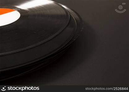 close up black vinyl record black background