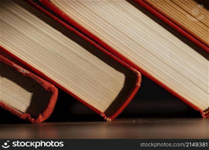 close up books arrangement