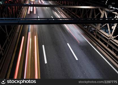 close up bridge with motion blur traffic